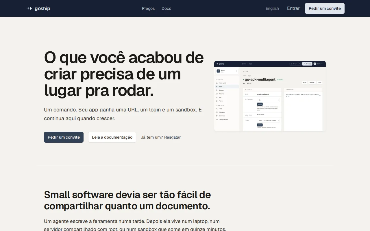 The GoShip home page